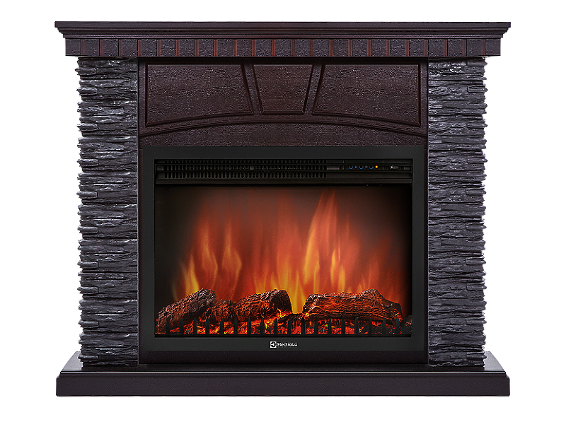 Портал Firelight Porto 25U (угловой) камень черный, шпон венге