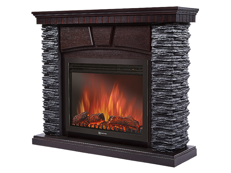 Портал Firelight Porto 25 камень черный, шпон венге