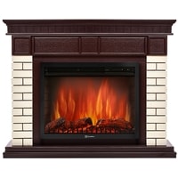 Firelight Bricks 25 (камень бежевый/шпон темный дуб)