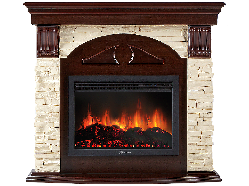 Портал Firelight Torre 30S камень слоновая кость, шпон темный дуб