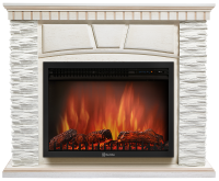 Портал Firelight Porto 25 камень белый, шпон беленый дуб