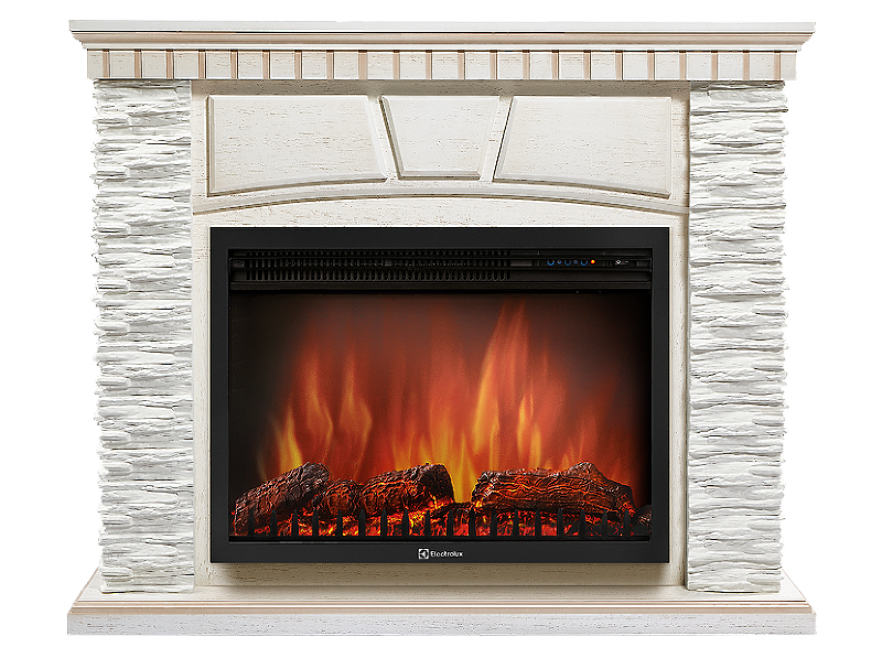 Портал Firelight Porto 30U (угловой) камень белый, шпон белёный дуб