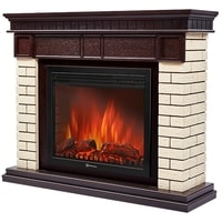 Firelight Bricks 25 (камень бежевый/шпон темный дуб)