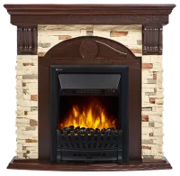 Портал Firelight Torre Classic камень белый, шпон беленый дуб