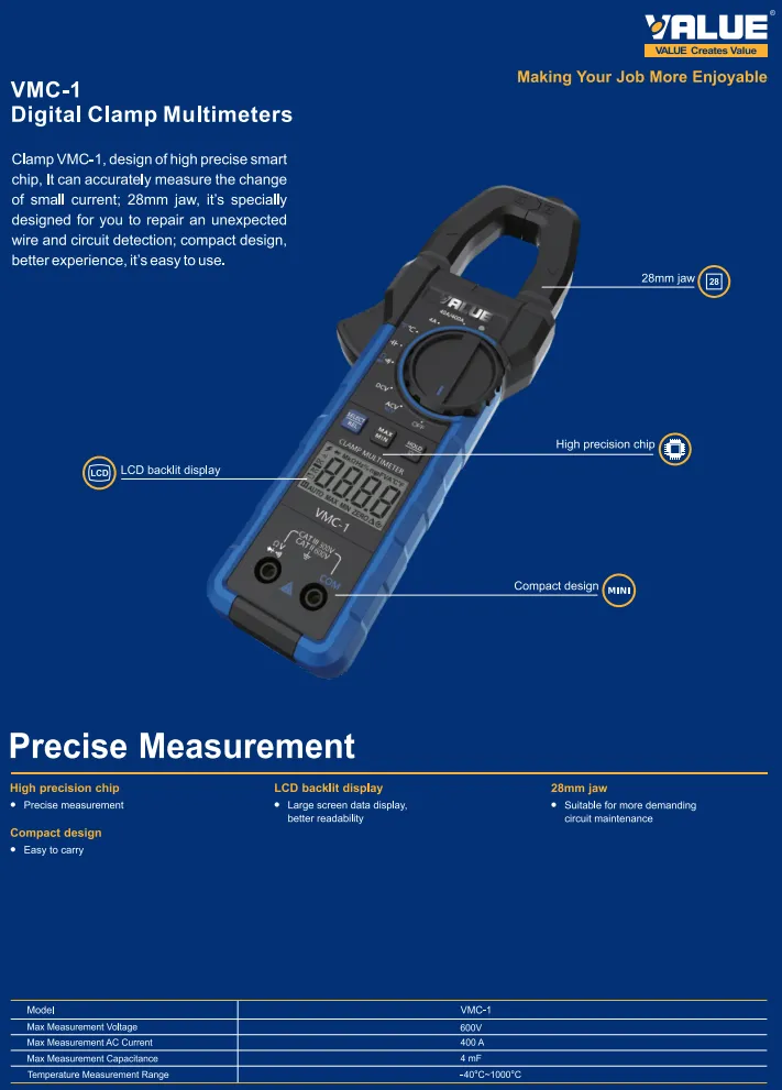 Купить Токоизмерительные клещи VALUE VMС-1 в Интернет-магазине Сlimate-shop.by. Доставка по Минску и Беларуси  *375-29 330-39-95