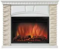 Портал Firelight Porto 30 камень белый, шпон беленый дуб