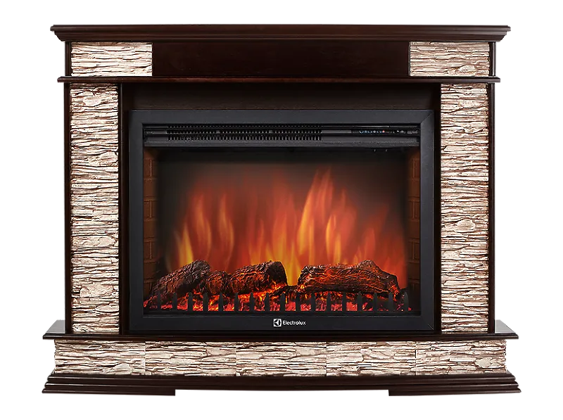 Портал Firelight Scala 30 камень сланец скалистый бурый, шпон тёмный дуб