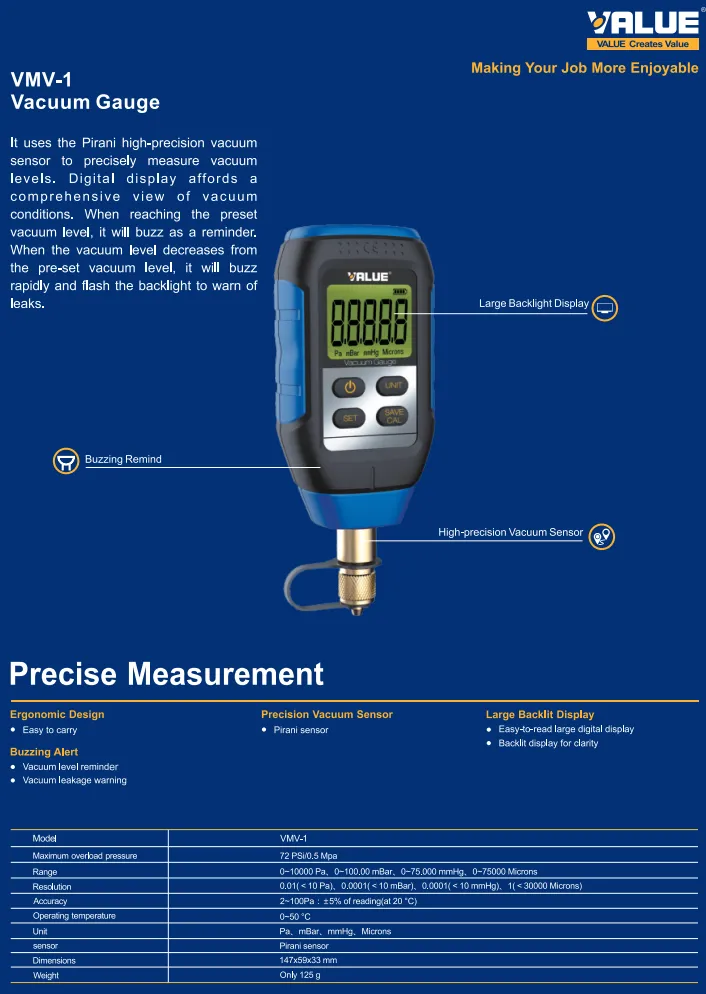 Купить Вакуумметр VALUE VMV-1 в Интернет-магазине Сlimate-shop.by. Доставка по Минску и Беларуси  *375-29 330-39-95