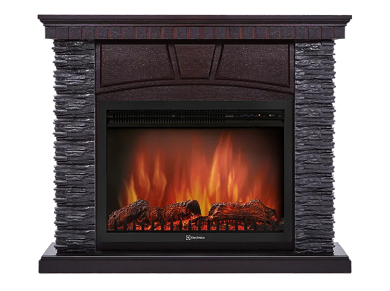 Портал Firelight Porto 25 камень черный, шпон венге