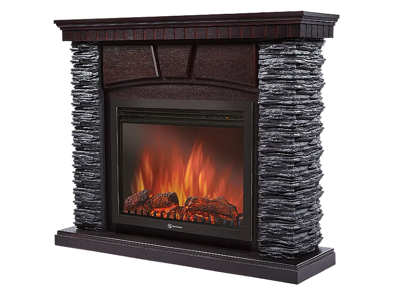 Портал Firelight Porto 25 камень черный, шпон венге