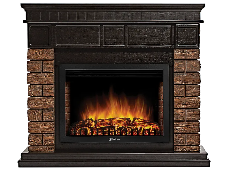 Портал Firelight Bricks Wood 25 камень темный, шпон венге