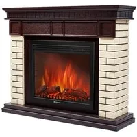Firelight Bricks 30 (камень бежевый/шпон темный дуб)