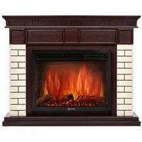 Firelight Bricks 25 (камень бежевый/шпон темный дуб)