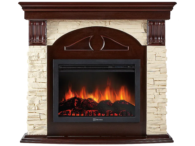 Портал Firelight Torre 30S камень слоновая кость, шпон темный дуб