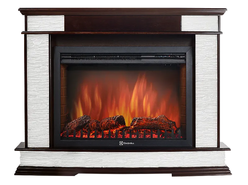 Портал Firelight Scala 25 камень сланец скалистый белый, шпон тёмный дуб