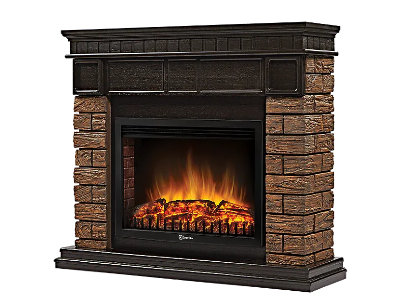 Портал Firelight Bricks Wood 25 камень темный, шпон венге