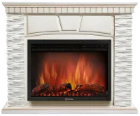 Портал Firelight Porto 25 камень белый, шпон беленый дуб