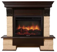 Портал Firelight Forte 25U (угловой) камень бежевый, шпон темный дуб