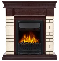 Портал Firelight Bricks Classic камень бежевый, шпон темный дуб